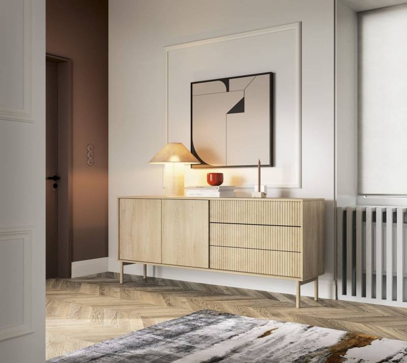 MOEBLO Kommode TAMI 187 2D3S (Eiche Cremona, gerillte MDF-Fronten, Push-to-Open-Schubladen, strukturierte Oberfläche, elegante Details, Japandi-Stil, moderne Linien, 3D-Optik, Sideboard Wohnzimmer Kommode Schlafzimmer Komodenschrank Highboard), (BxHxT): 187,1 × 79,8 × 39,5 cm MOEBLO Kommode TAMI 187 2D3S (Eiche Cremona, gerillte MDF-Fronten, Push-to-Open-Schubladen, strukturierte Oberfläche, elegante Details, Japandi-Stil, moderne Linien, 3D-Optik, Sideboard Wohnzimmer Kommode Schlafzimmer Komodenschrank Highboard), (BxHxT): 187,1 × 79,8 × 39,5 cm von MOEBLO