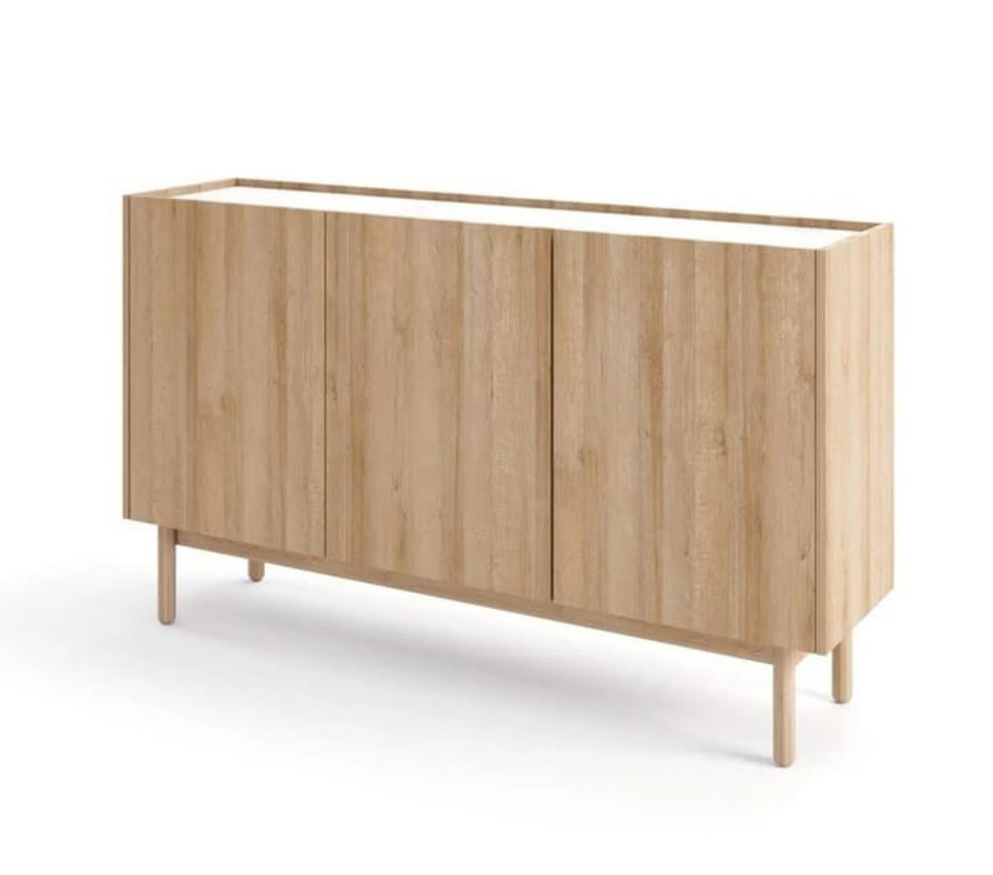 MOEBLO Kommode VINTAGE V2 144 (für Wohnzimmer Moderne Sideboard Highboard, Schrank mit 3 Türen, Dekorative abgesenkte Arbeitsplatte), (BxHxT): 144x68 von MOEBLO