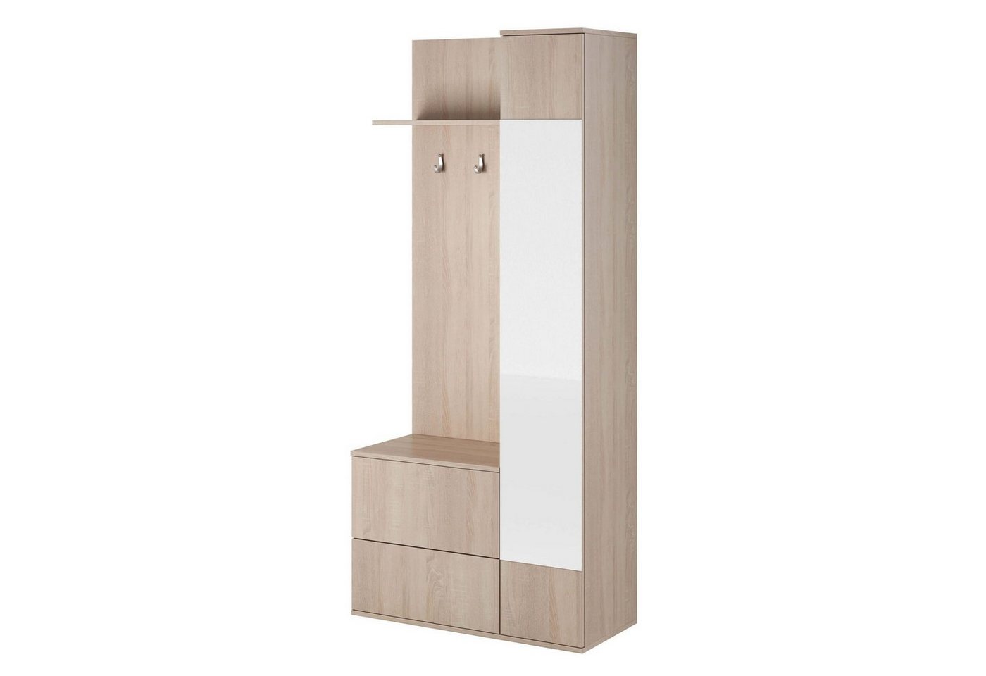 MOEBLO Kompaktgarderobe VERDE (mit Spiegel Flurgarderobe Schrank Garderobe Schuhschrank, Dielenschrank Wandschrank Regal Diele & Flur Kleiderschrank) (BxHxT): 90x195x34cm von MOEBLO