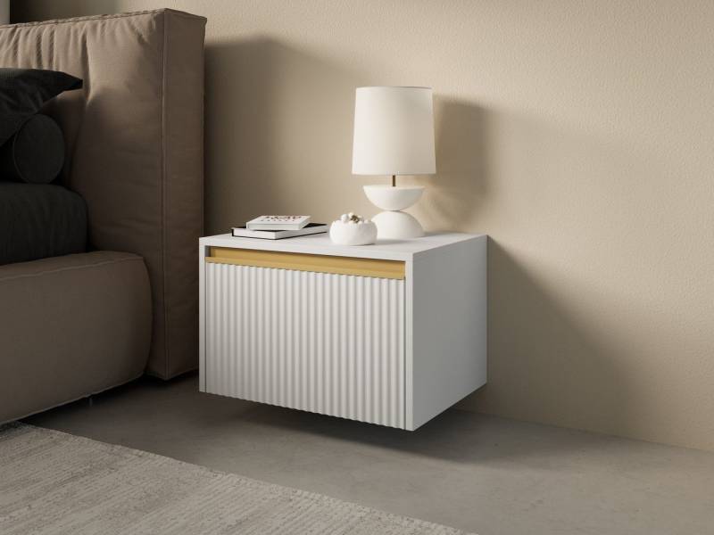 MOEBLO Nachttisch Delu S-54 (Stilvolle Eleganz, hängend oder stehend, Nachttisch Nachtkommode Nachtschrank Nachtkonsole Beistelltisch Schlafzimmer, hängend oder stehend), -(BxHxT):54x42x39 cm von MOEBLO