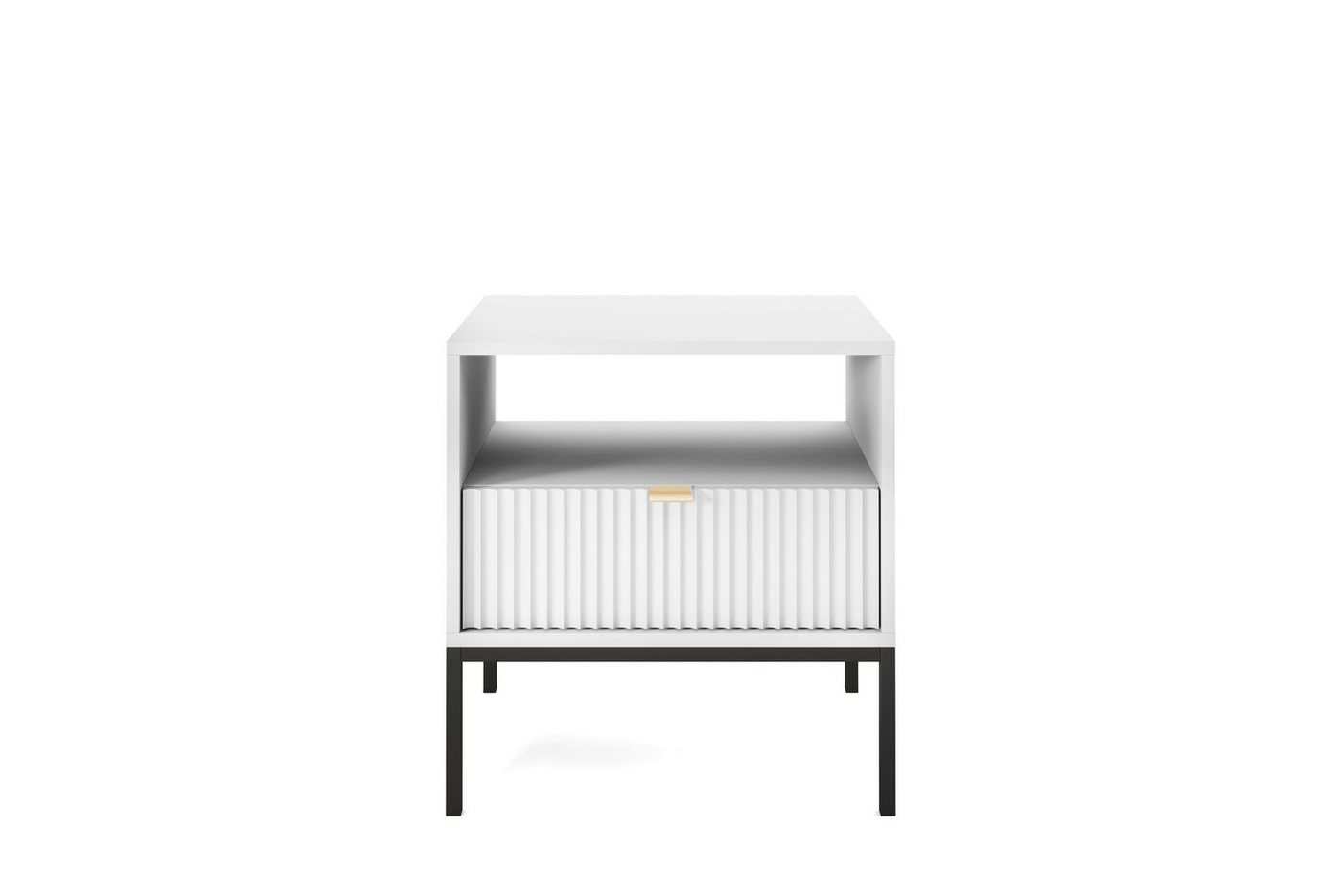 MOEBLO Nachttisch Light S54 (Nachttisch Nachtkommode Nachtschrank Nachtkonsole Beistelltisch Schlafzimmer- gerillte Front), (HxBxT):56x54x39cm von MOEBLO