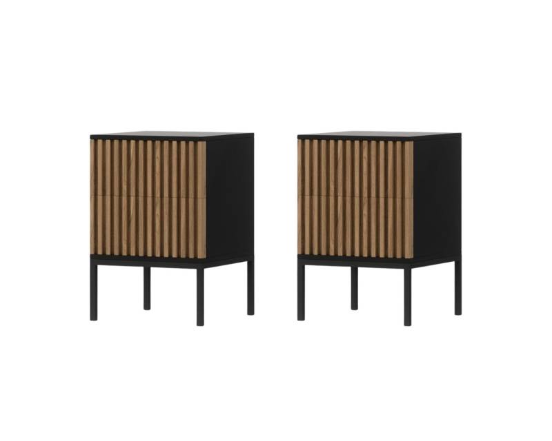 MOEBLO Nachttisch Meteor (Nachttisch 2er Set - Nachttisch Nachtkommode Nachtschrank Nachtkonsole Beistelltisch Schlafzimmer, 2-St), (HxTxB):60x40x40 cm von MOEBLO