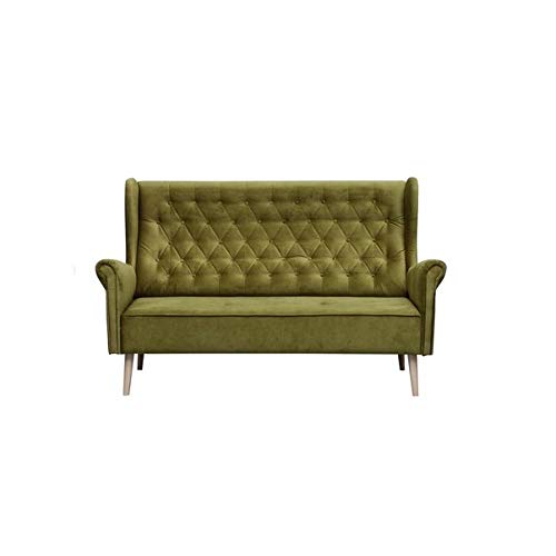 MOEBLO Ohrensofa 2 Sitzer Sofa Couch Garnitur Stoff Samt (Velour) Glamour Wohnlandschaft Chesterfield - Velo (Grün, 2-Sitzer) von MOEBLO