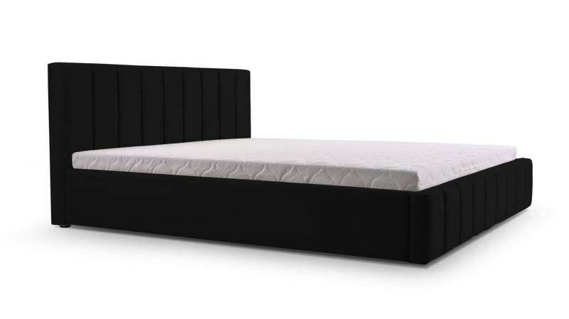 MOEBLO Polsterbett BETT 01 (Doppelbett mit Kopfstütze, Rahmenbettgestell - Stilvolles Design mit maximalem Komfort, mit Bettkasten und Lattenrost), gepolstertes Kopfteil mit Bettkasten von MOEBLO