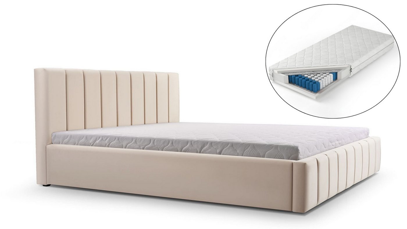 MOEBLO Polsterbett Bett 01 mit Matratze H3 (Polsterbett mit Bettkasten & Matratze H3 inkl. Lattenrost, Doppelbett in 160x200cm) MOEBLO Polsterbett Bett 01 mit Matratze H3 (Polsterbett mit Bettkasten & Matratze H3 inkl. Lattenrost, Doppelbett in 160x200cm) von MOEBLO