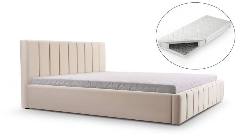 MOEBLO Polsterbett Bett 01 mit Matratze H3 von MOEBLO