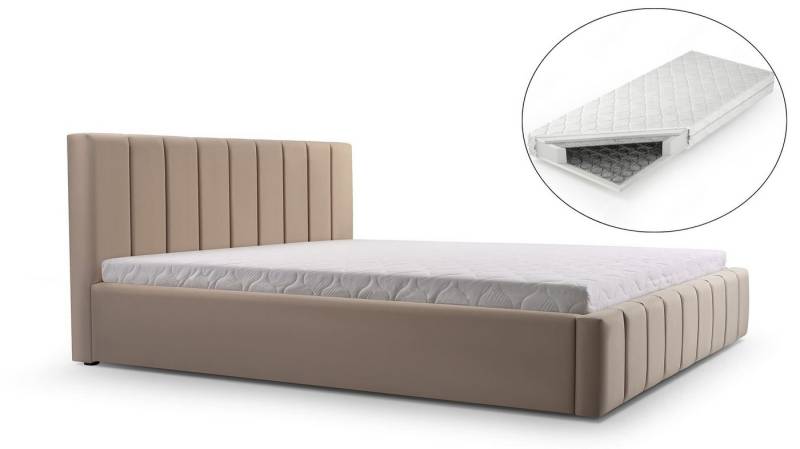 MOEBLO Polsterbett Bett 01 mit Matratze H3 von MOEBLO