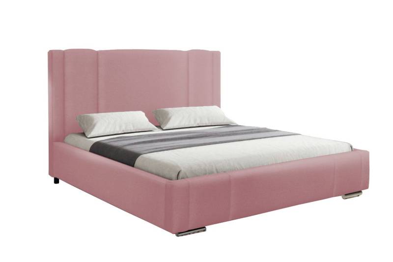 MOEBLO Polsterbett Sarius (Doppelbett mit Kopfstütze, Rahmenbettgestell, feiner Webstoff, mit Bettkasten und Lattenrost), gepolstertes Kopfteil, mit Bettkasten und Lattenrost von MOEBLO