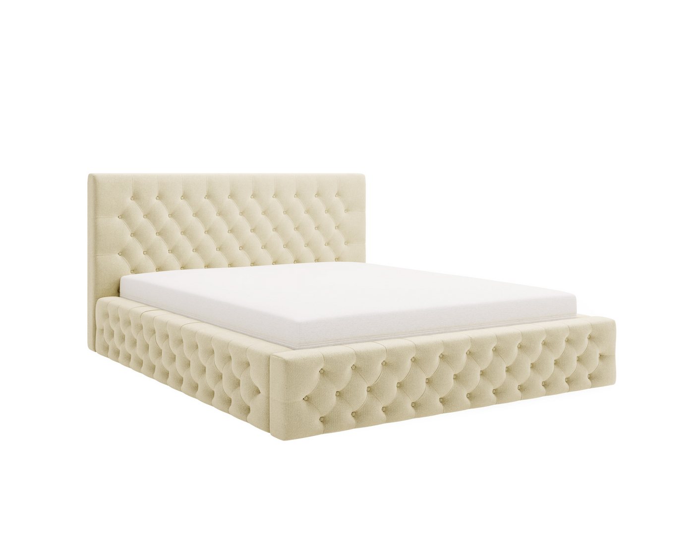 MOEBLO Polsterbett Solanum (Doppelbett mit Kopfstütze, Rahmenbettgestell, Velours, mit Bettkasten und Lattenrost), gepolstertes Kopfteil, mit Bettkasten und Lattenrost von MOEBLO