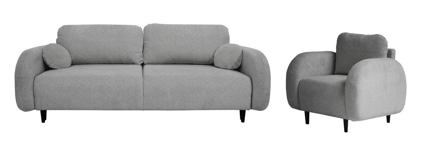 MOEBLO Polstergarnitur Carina, (Wohnzimmergarnitur Zweisitzer-Sofa Sessel Polstermöbel-Set Sitzgarnitur 3-1-1 Einzelsofa Couch-Set 3-1 Polstersessel), mit 1 oder 2 sessel von MOEBLO