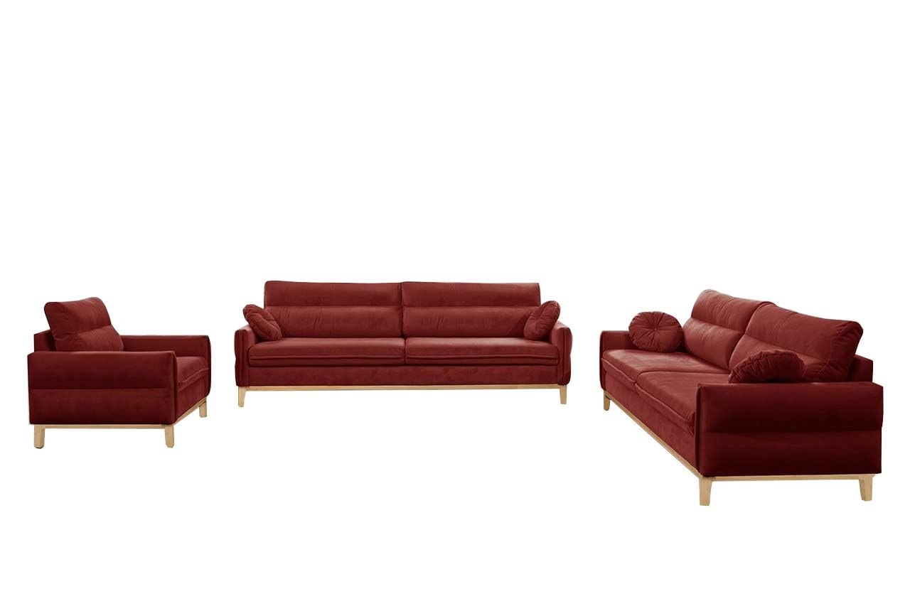 MOEBLO Polstergarnitur ESTELA 3+2+1, (Stoff Samt (Velour) Glamour Wohnlandschaft Sofa Couch Garnitur, Polstermöbel-Set Ohrensofa 3 Sitzer, 2 Sitzer und Sessel) von MOEBLO