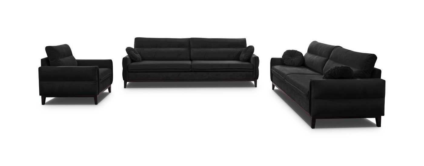 MOEBLO Polstergarnitur ESTELA 3+2+1, (Stoff Samt (Velour) Glamour Wohnlandschaft Sofa Couch Garnitur, Polstermöbel-Set Ohrensofa 3 Sitzer, 2 Sitzer und Sessel) von MOEBLO