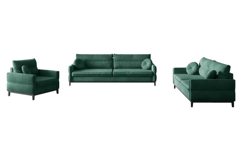MOEBLO Polstergarnitur ESTELA 3+2+1, (Stoff Samt (Velour) Glamour Wohnlandschaft Sofa Couch Garnitur, Polstermöbel-Set Ohrensofa 3 Sitzer, 2 Sitzer und Sessel) von MOEBLO