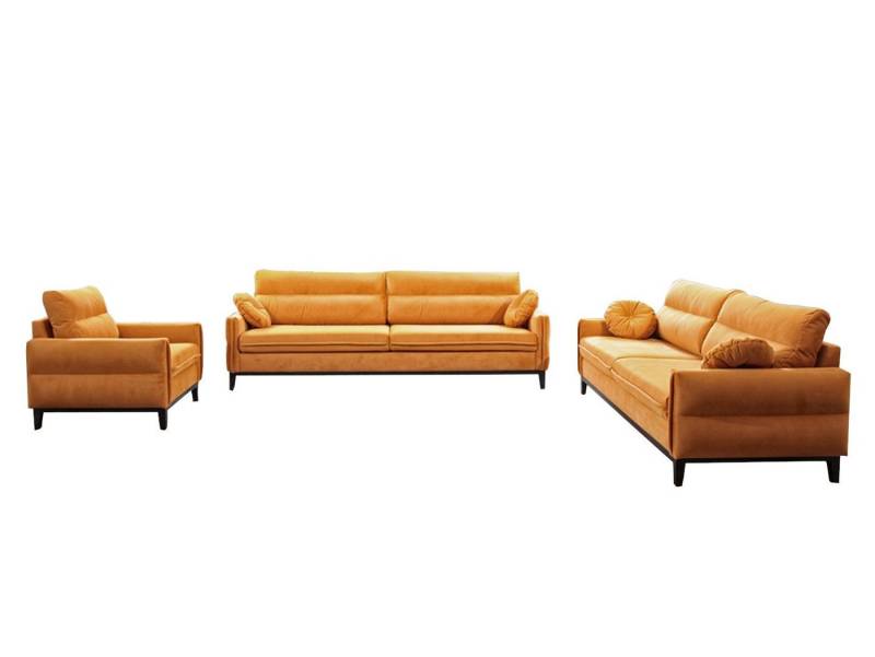 MOEBLO Polstergarnitur ESTELA 3+2+1, (Stoff Samt (Velour) Glamour Wohnlandschaft Sofa Couch Garnitur, Polstermöbel-Set Ohrensofa 3 Sitzer, 2 Sitzer und Sessel) von MOEBLO