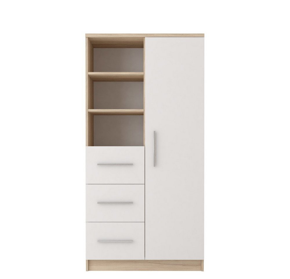 MOEBLO Kleiderschrank Marsala 3SD 05 (mit Schubladen Regal, Vitrine Kleiderschrank 1-türig Schrank Garderobe Schlafzimmer) (B x H x T): 80x160x40 cm von MOEBLO