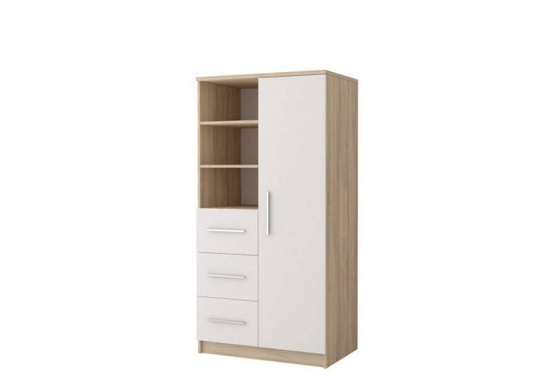 MOEBLO Kleiderschrank Marsala 3SD 05 (mit Schubladen Regal, Vitrine Kleiderschrank 1-türig Schrank Garderobe Schlafzimmer) (B x H x T): 80x160x40 cm von MOEBLO