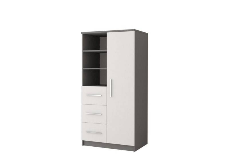 MOEBLO Kleiderschrank Marsala 3SD 05 (mit Schubladen Regal, Vitrine Kleiderschrank 1-türig Schrank Garderobe Schlafzimmer) (B x H x T): 80x160x40 cm von MOEBLO