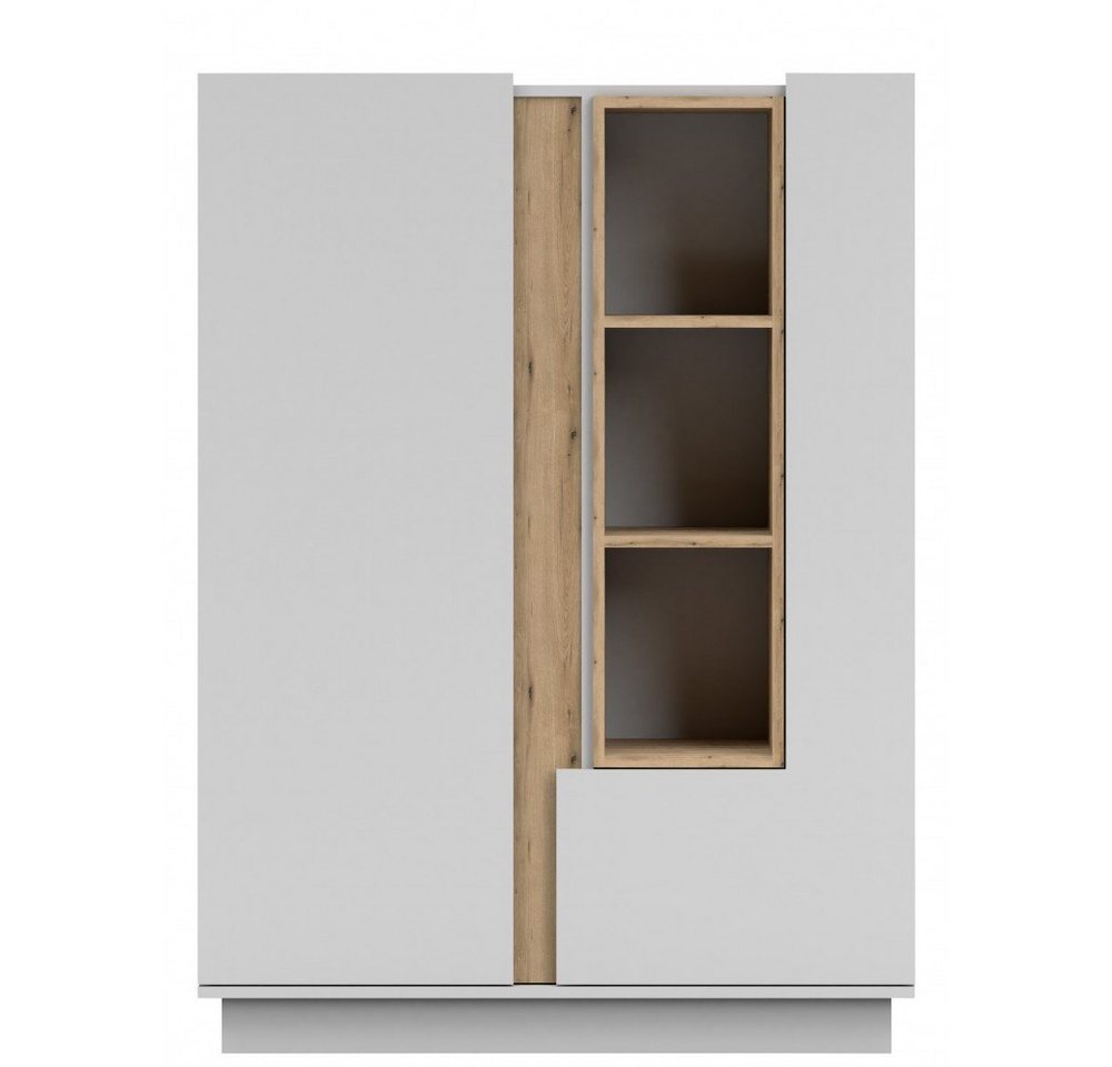 MOEBLO Highboard REYLA 07 (Bücherregal Sideboard Wohnzimmer Kommode Schlafzimmer Komodenschrank Highboard, Weiß oder Grau + Eiche Artisan Kleiderschrank 2-türig Schrank), (BxHxT):100x137x42cm von MOEBLO