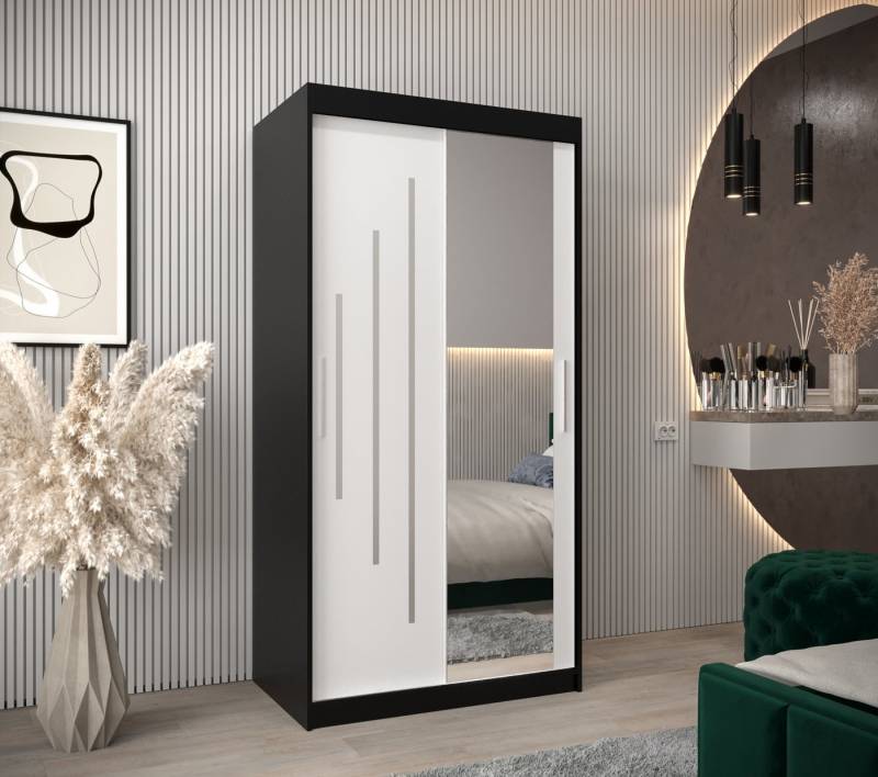 MOEBLO Schiebetürenschrank MALTESE 2 (mit Spiegel, mit/ ohne Schubladen, Schwebetürenschrank Schrank Garderobe Schiebtüren Schlafzimmer Wohnzimmerschrank) (BxHxT):100/120/150/180/200/250x200x62 cm von MOEBLO