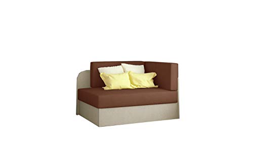 MOEBLO Schlafsessel, Sofa mit Schlaffunktion und Bettkasten,Couch für Kinderzimmer, Schlafsofa Schaumstoff Sofagarnitur Polstersofa - Raisa (Braun+Beige (Alova 12+Alova 07)) von MOEBLO