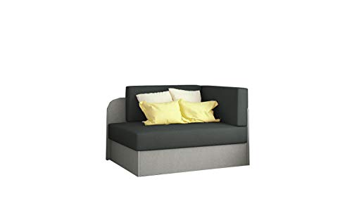 MOEBLO Schlafsessel, Sofa mit Schlaffunktion und Bettkasten,Couch für Kinderzimmer, Schlafsofa Schaumstoff Sofagarnitur Polstersofa - Raisa (Dunkelgrau+Khaki (Alova 48+Alova 10)) von MOEBLO