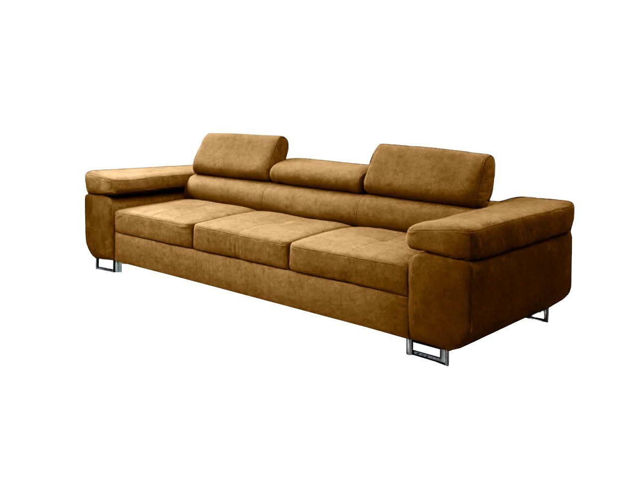 MOEBLO Schlafsofa BUZZ III, Sofa Couch Polstergarnitur Wohnlandschaft Polstersofa Gästebett Couchgarnitur Couch für Wohnzimmer Sofagarnitur - (BxHxT): 283x98x107cm, mit Schlaffunktion und Verstellbaren Kopfstützen von MOEBLO