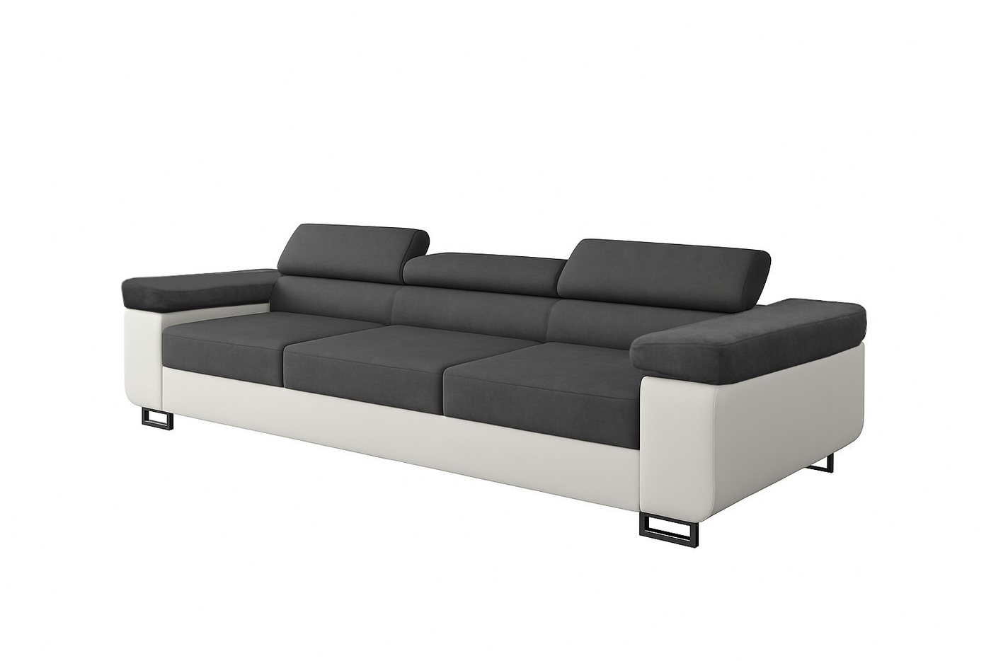 MOEBLO Schlafsofa BUZZ III, Sofa Couch Polstergarnitur Wohnlandschaft Polstersofa Gästebett Couchgarnitur Couch für Wohnzimmer Sofagarnitur - (BxHxT): 283x98x107cm, mit Schlaffunktion und Verstellbaren Kopfstützen von MOEBLO