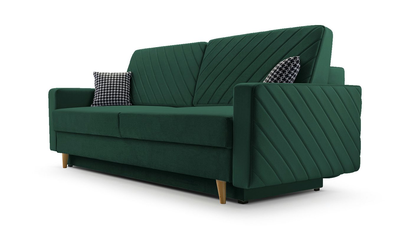 MOEBLO Schlafsofa CALIFORNIA, Sofa aus Samtstoff Couch für Wohnzimmer Sofagarnitur Polstersofa Wohnlandschaft Velours 230x96x97cm, mit Bettkasten und Schlaffunktion von MOEBLO