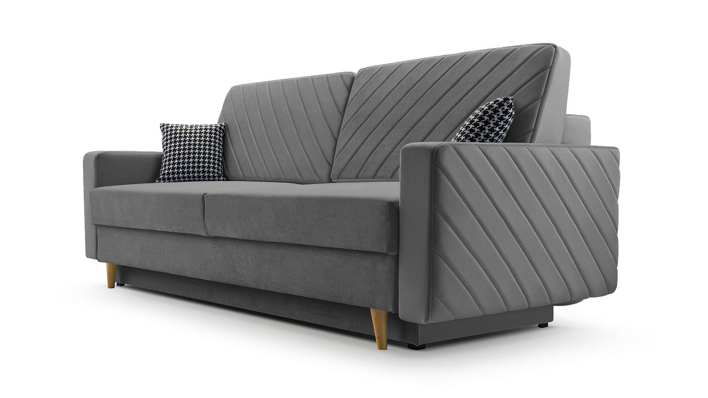 MOEBLO Schlafsofa CALIFORNIA, Sofa aus Samtstoff Couch für Wohnzimmer Sofagarnitur Polstersofa Wohnlandschaft Velours 230x96x97cm, mit Bettkasten und Schlaffunktion von MOEBLO