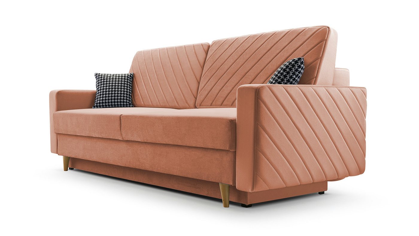 MOEBLO Schlafsofa CALIFORNIA, Sofa aus Samtstoff Couch für Wohnzimmer Sofagarnitur Polstersofa Wohnlandschaft Velours 230x96x97cm, mit Bettkasten und Schlaffunktion von MOEBLO