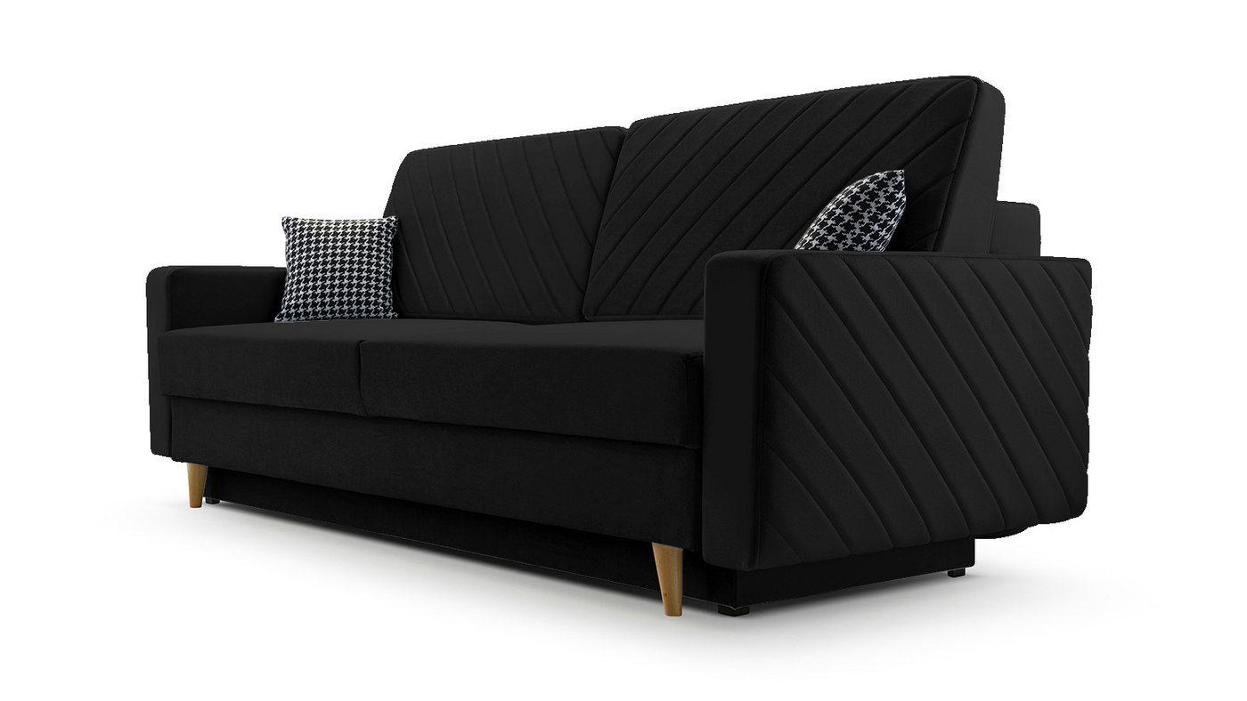 MOEBLO Schlafsofa CALIFORNIA, Sofa aus Samtstoff Couch für Wohnzimmer Sofagarnitur Polstersofa Wohnlandschaft Velours 230x96x97cm, mit Bettkasten und Schlaffunktion von MOEBLO