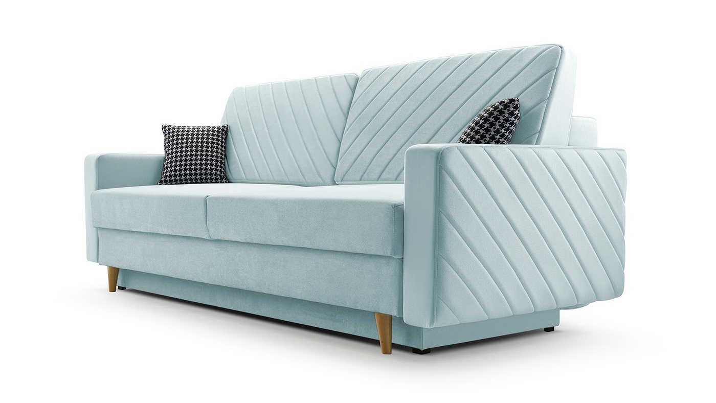 MOEBLO Schlafsofa CALIFORNIA, Sofa aus Samtstoff Couch für Wohnzimmer Sofagarnitur Polstersofa Wohnlandschaft Velours 230x96x97cm, mit Bettkasten und Schlaffunktion von MOEBLO