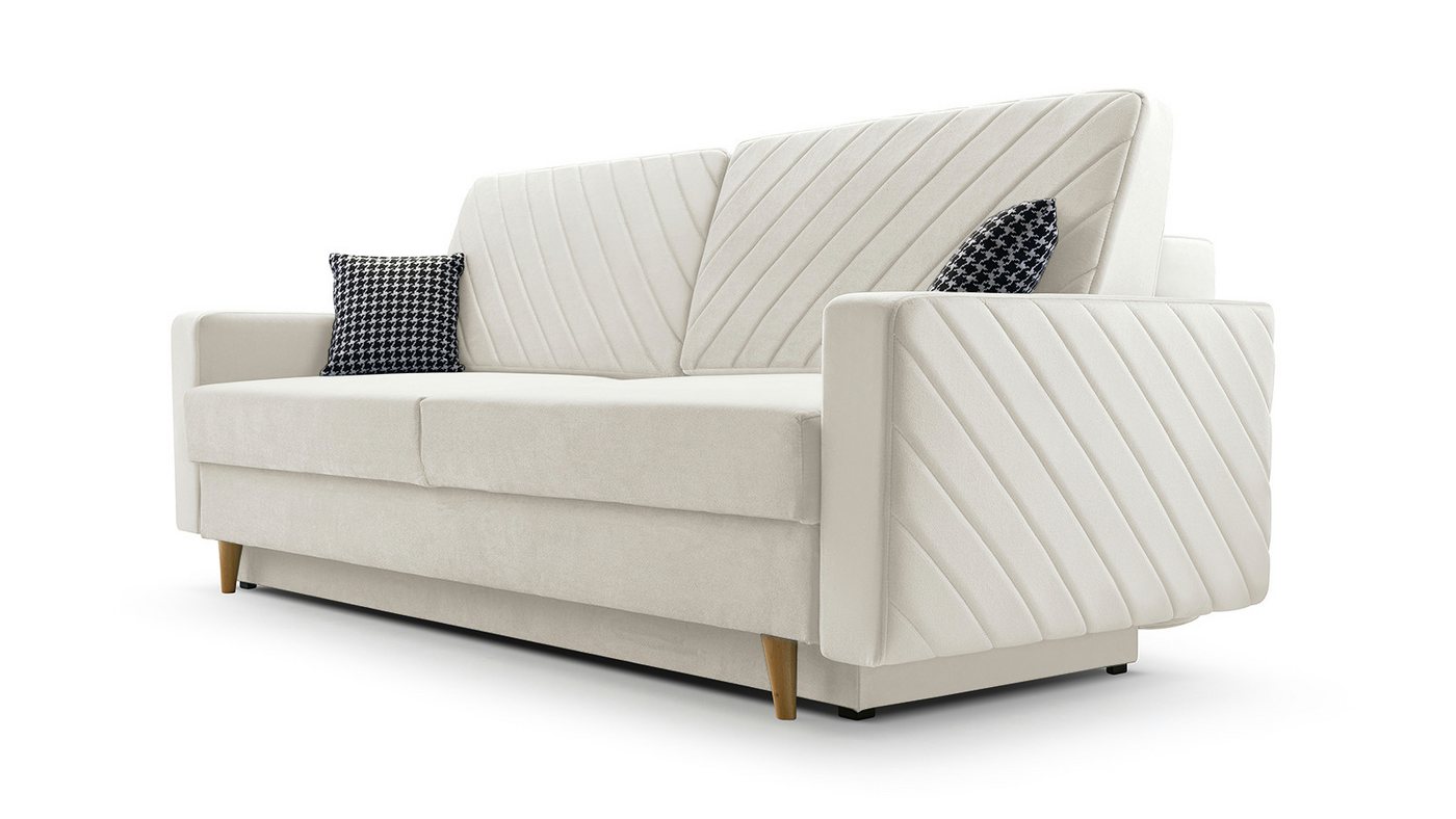 MOEBLO Schlafsofa CALIFORNIA, Sofa aus Samtstoff Couch für Wohnzimmer Sofagarnitur Polstersofa Wohnlandschaft Velours 230x96x97cm, mit Bettkasten und Schlaffunktion von MOEBLO