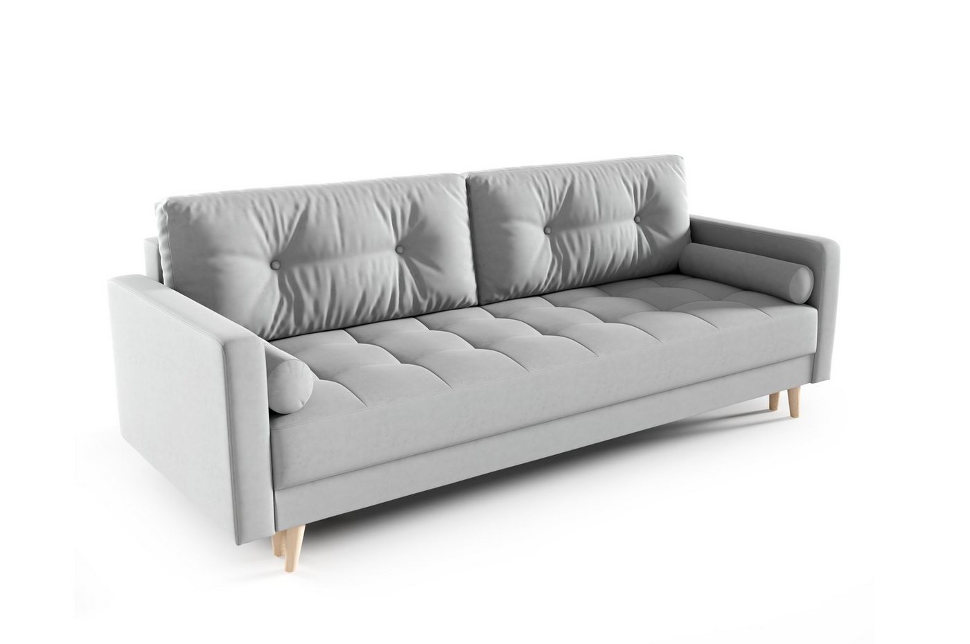 MOEBLO Schlafsofa DOMIA, Sofa im skandinavischen Stil Sofagarnitur Wohnlandschaft Bettsofa mit Bettzeugablage inklusive Zierkissen - (BxHxT): 216x80x93 cm, mit Schlaffunktion und Bettkasten von MOEBLO