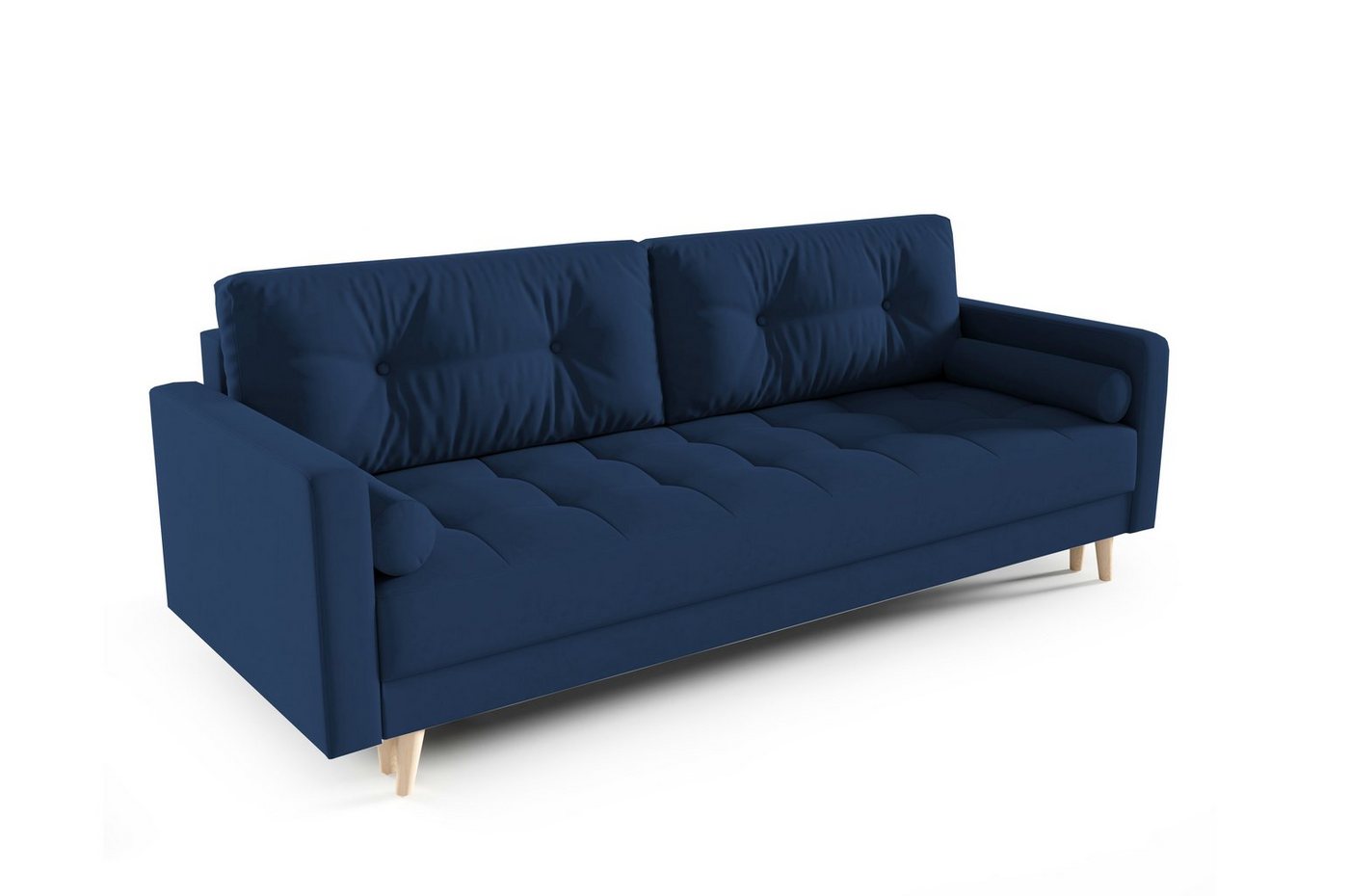 MOEBLO Schlafsofa DOMIA, Sofa im skandinavischen Stil Sofagarnitur Wohnlandschaft Bettsofa mit Bettzeugablage inklusive Zierkissen - (BxHxT): 216x80x93 cm, mit Schlaffunktion und Bettkasten von MOEBLO