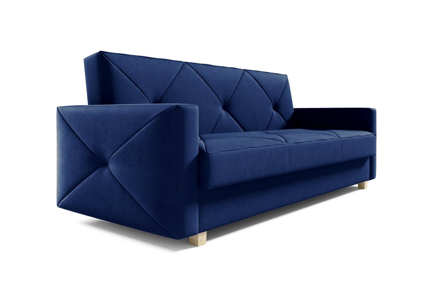 MOEBLO Schlafsofa PRETORIA, Couch Schlafsofa Bettsofa Kippsofa 3-Sitzer aus Samt - (BxHxT): 215x88x95 cm, mit Schlaffunktion und Bettkasten von MOEBLO