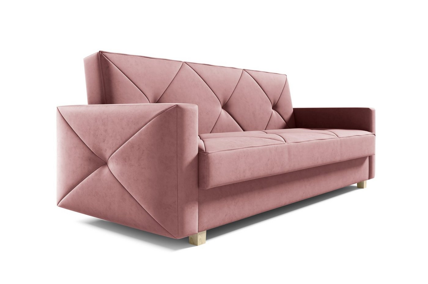 MOEBLO Schlafsofa PRETORIA, Couch Schlafsofa Bettsofa Kippsofa 3-Sitzer aus Samt - (BxHxT): 215x88x95 cm, mit Schlaffunktion und Bettkasten von MOEBLO