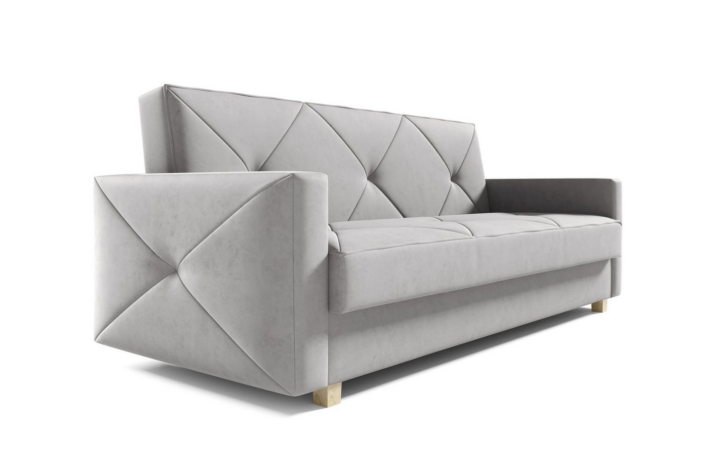 MOEBLO Schlafsofa PRETORIA, Couch Schlafsofa Bettsofa Kippsofa 3-Sitzer aus Samt - (BxHxT): 215x88x95 cm, mit Schlaffunktion und Bettkasten von MOEBLO