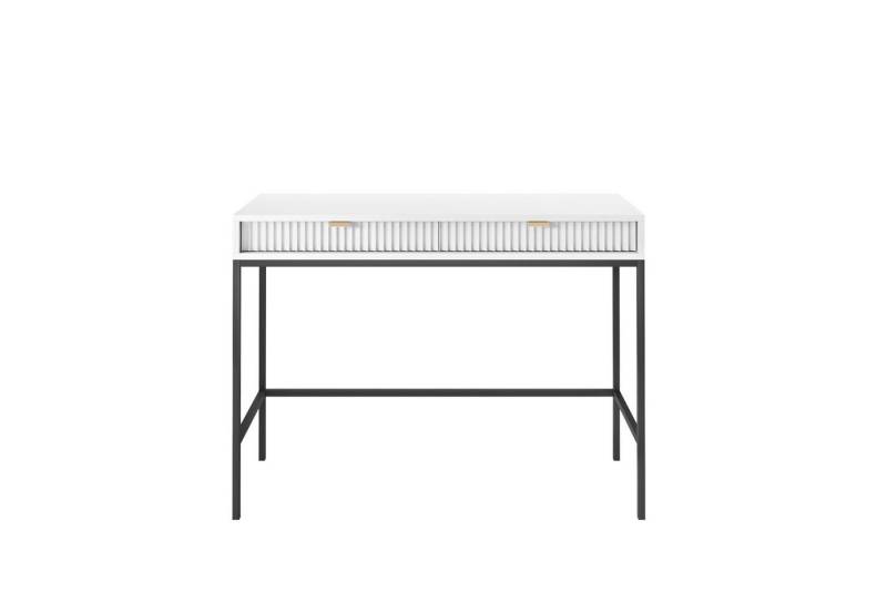 MOEBLO Schminktisch Light T104 (Moderner Kosmetiktisch mit geriffelter Front & 2 Schubladen, Dekorative gerillte Front Frisiertisch, Schminktisch, Kosmetiktisch), (B 104 cm / H 78 cm / T 50 cm) von MOEBLO