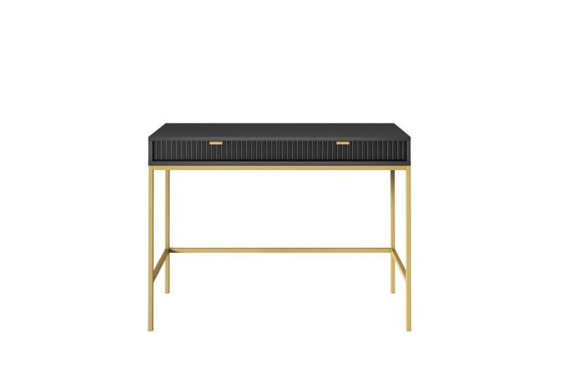 MOEBLO Schminktisch Light T104 (Moderner Kosmetiktisch mit geriffelter Front & 2 Schubladen, Dekorative gerillte Front Frisiertisch, Schminktisch, Kosmetiktisch), (B 104 cm / H 78 cm / T 50 cm) von MOEBLO