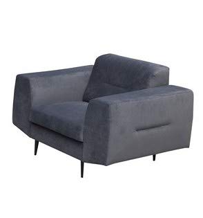 MOEBLO Sessel gepolstert - Polsterstuhl für Esszimmer & Wohnzimmer - Lounge Sessel mit Armlehnen - Eleganter Retro Stuhl aus Stoff mit Design Füßen - Treviso (Dunkelgrau) von MOEBLO