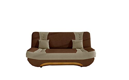 MOEBLO Sofa mit Schlaffunktion und Bettkasten, Couch für Wohnzimmer, Schlafsofa Federkern Sofagarnitur Polstersofa Wohnlandschaft mit Bettfunktion - Feba (Braun +Beige (Alova 12+Alova 07)) von MOEBLO