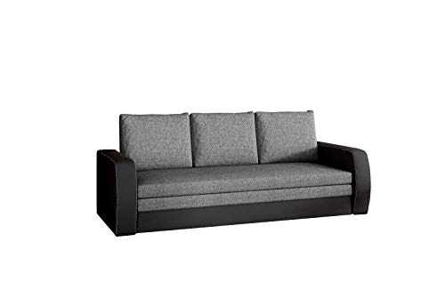 MOEBLO Sofa mit Schlaffunktion und Bettkasten, Couch für Wohnzimmer, Schlafsofa Federkern Sofagarnitur Polstersofa Wohnlandschaft mit Bettfunktion - SYLVIANO (Dunkelgrau+Schwarz(Sawana 05+Soft 11)) von MOEBLO