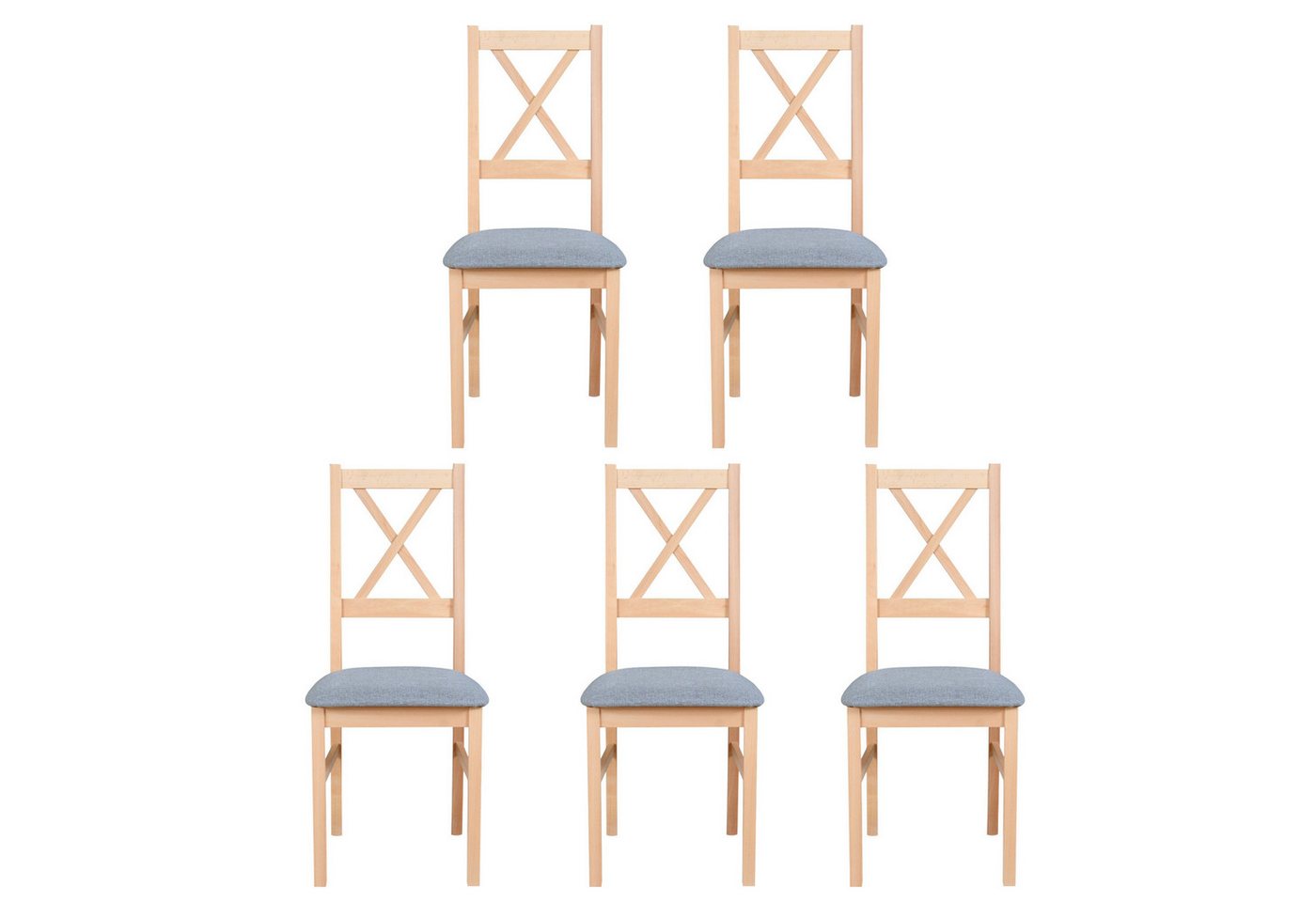 MOEBLO Stuhl ELIONA 10 (Esszimmerstuhl Polsterstühle, Holzstühle, Esszimmerstühle, Massivholz, 5 St), (BxHxT): 43x90x40cm von MOEBLO