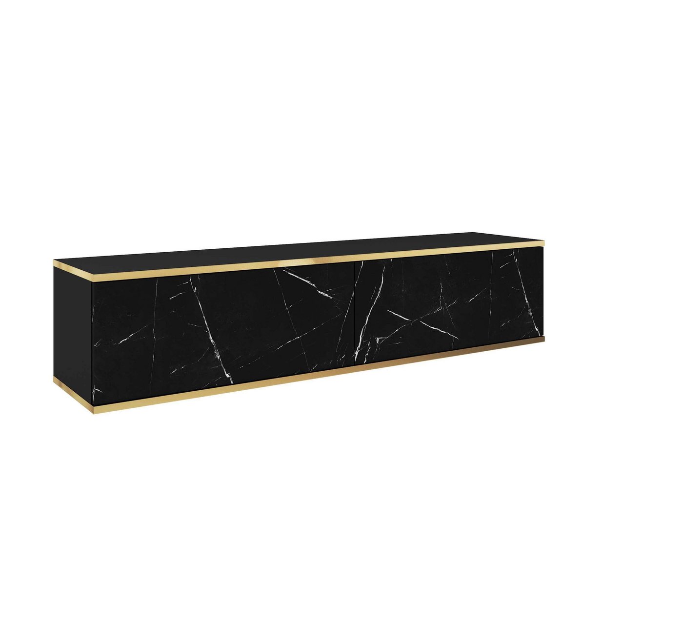 MOEBLO TV-Board Dayn RTV - 135 (Hängeschrank Lowboard Fernsehtisch TV Bank Fernseher TV Möbel, RTV-Schrank mit goldenen Einsätzen), (HxBxT):30x135x32cm von MOEBLO