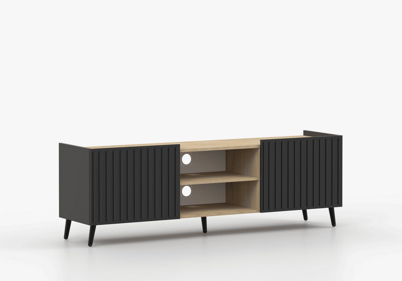 MOEBLO TV-Board RTV AUREO 160 (TV-Lowboard AUREO 160 – Modernes Lowboard mit geriffelten Fronten, ohne Griffe, mit Metallfüßen & Eiche-Cremona-Dekor, stilvolles TV-Möbel für Wohnzimmer, Lowboard Fernsehtisch TV Bank TV Tisch Fernseher Tisch TV Möbel), (BxHxT): 160 x 56 x 42 cm MOEBLO TV-Board RTV AUREO 160 (TV-Lowboard AUREO 160 – Modernes Lowboard mit geriffelten Fronten, ohne Griffe, mit Metallfüßen & Eiche-Cremona-Dekor, stilvolles TV-Möbel für Wohnzimmer, Lowboard Fernsehtisch TV Bank TV Tisch Fernseher Tisch TV Möbel), (BxHxT): 160 x 56 x 42 cm von MOEBLO