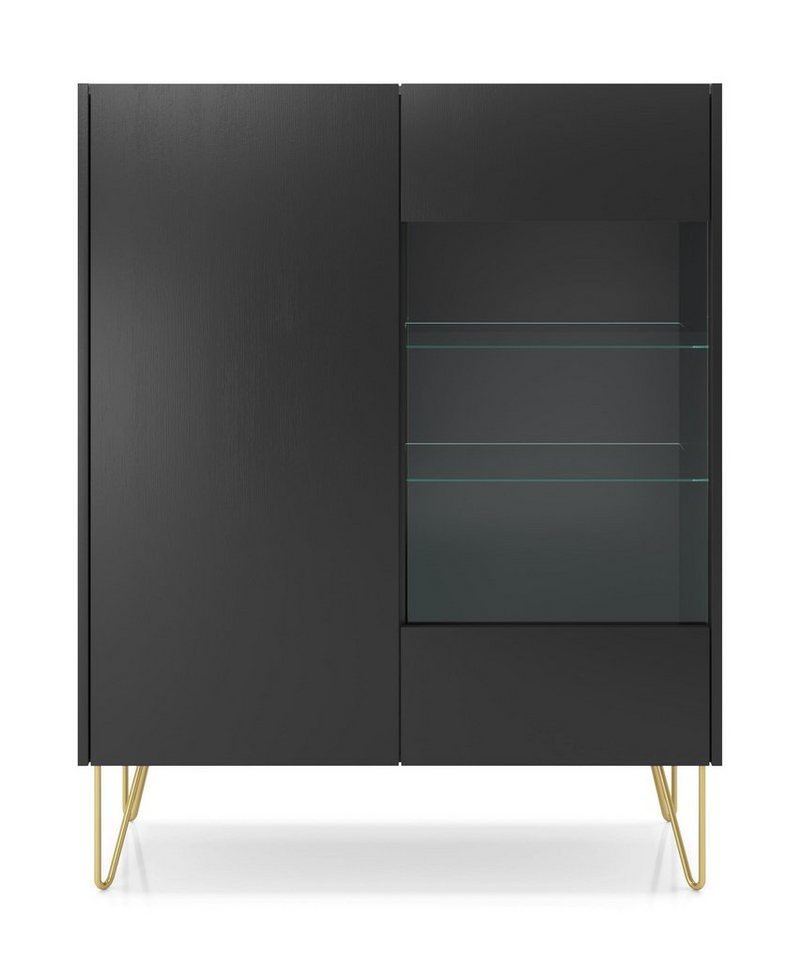 MOEBLO Highboard Harmonix WT97 (Platte in schwarz Marmor-Optik Sideboard Wohnzimmer Schlafzimmer, Kommode mit goldenen Beinen, Komodenschrank Highboard), (H x B x T):122x97x37cm von MOEBLO
