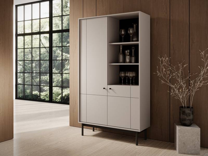 MOEBLO Vitrine Ismene - WT104 (Schrank Glasvitrine Einlegeböden Dekoration) von MOEBLO