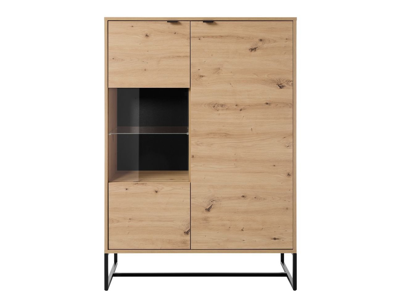 MOEBLO Highboard KERI KWT93 (Gehärtetes Glas, Griffe und Füße aus Metall, Sideboard Vitrine, Schrank für Wohnzimmer mit Türen Vitrinenschrank Glasvitrine), (BxHxT): 93x133x39 cm von MOEBLO