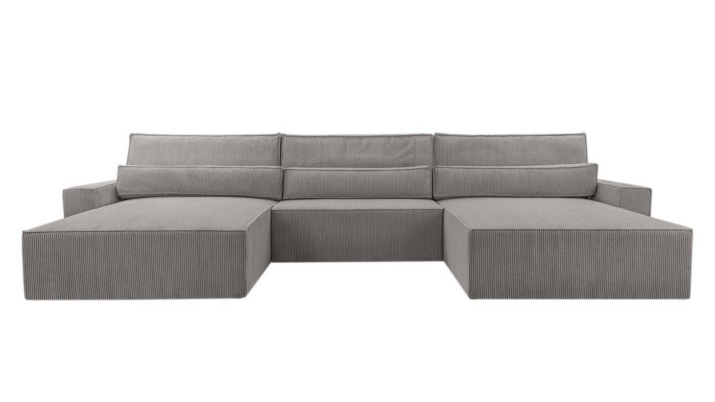 MOEBLO Wohnlandschaft DENVER U, Eckcouch aus Cordstoff Ecksofa U-Form Cord Sofa Couch Polsterecke U-Sofa - 410x85x200cm, mit Bettkasten und Schlaffunktion von MOEBLO